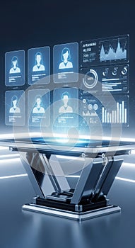 Futuristic Holographic Interface Displaying Data and User Profiles