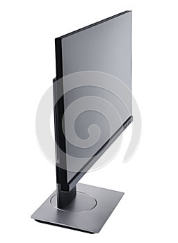 Computer monitor, screen isolated on white background.Side view