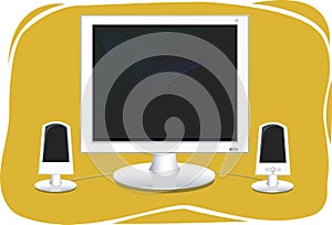 Computer monitor with speakers