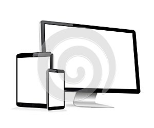 Computer monitor, tablet, smartphone mockup