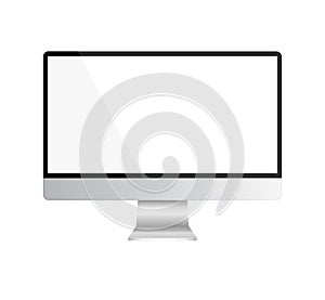 Computer monitor template with blank display in realistic style.