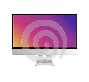 Computer monitor template with color gradient in realistic style.