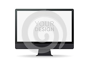 Computer monitor template isolated. Black color. Flat style pc border. Simple modern colorful design. Realistic gadget concept