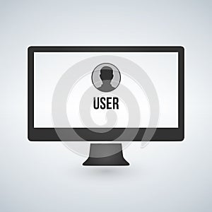 Computer monitor with user avatar. illustration.
