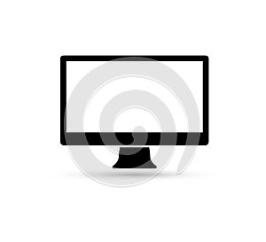 Computer monitor vector icon in flat style. Television illustration on isolated transparent background. Tv display business vecto.