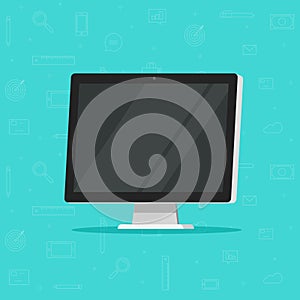 Computer monitor vector illustration, flat cartoon design of wide screen display , modern led lcd tv or monitor