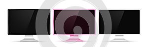 Computer monitor vector set design. Desktop computer collection isolated in white background.