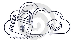 Computer monitor with WiFi and padlock, secure network, vector design Generative AI