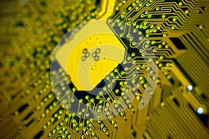 Computer motherboard. Details of mainboard back