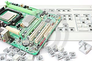 Computer motherboard and keyboard