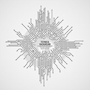 Computer motherboard vector background with circuit board electronic elements