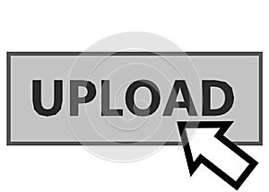 A computer mouse arrow cursor clicking on a tab named upload
