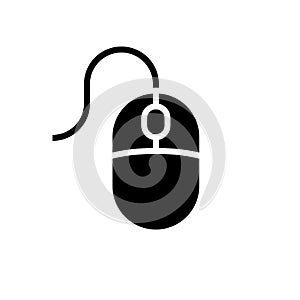 Computer mouse black glyph icon on white background
