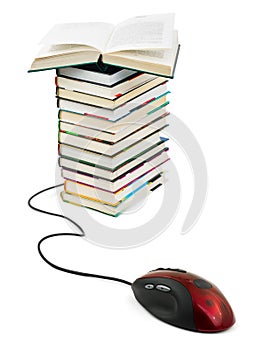 Computer mouse and books