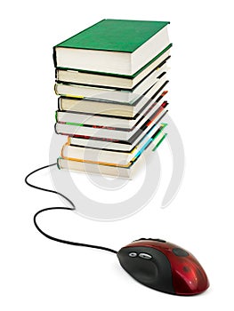 Computer mouse and books