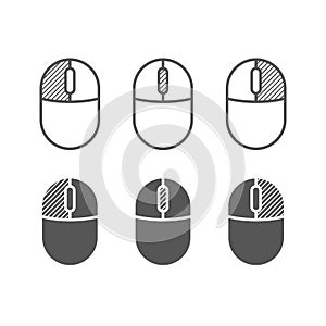 Computer mouse buttons icon. One color symbols.