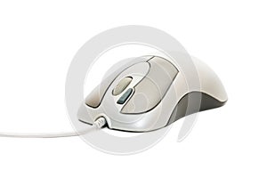 Computer mouse with cable on white