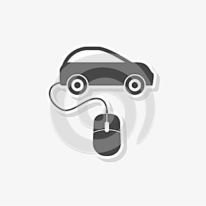 Computer mouse and car sticker, simple vector icon