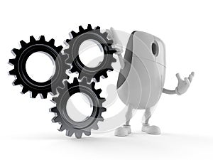Computer mouse character with gear wheels