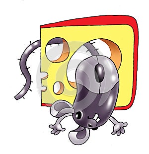 Computer mouse cheese cartoon figure