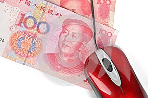 Computer mouse and chinese currency