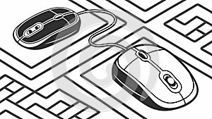 Computer mouse and circuit, technology and digital interface vector design Generative AI
