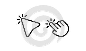 Computer mouse click cursor arrow. Click. Hand icon pointer. Vector on isolated white background. EPS 10