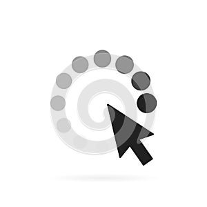 Computer mouse click cursor arrow icon. Loading process. Vector illustration