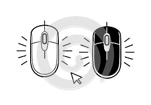 Computer mouse click cursor arrow icons set. Clicking cursor. Hand cursors icons click set.