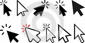 Computer mouse click cursor arrow icons set collection photo