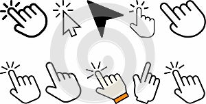 Computer mouse click cursor arrow icons set collection photo