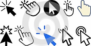 Computer mouse click cursor arrow icons set collection photo