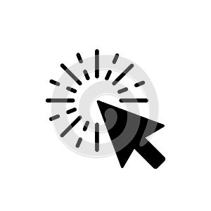 Computer mouse click cursor black arrow icon. Vector illustration