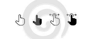 Computer mouse click cursor black arrow icons set. Cursor icon. Vector illustration. Mouse click cursor collection