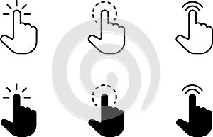 Computer mouse click cursor black arrow icons set. Cursor icon. Vector illustration. Mouse click cursor collection