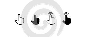 Computer mouse click cursor black arrow icons set. Cursor icon. Vector illustration. Mouse click cursor collection