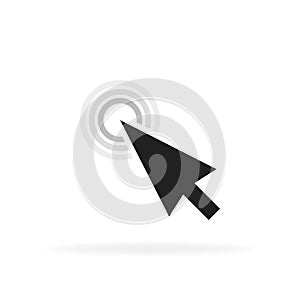 Computer mouse click cursor gray arrow icon. Vector illustration