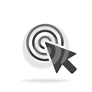 Computer mouse click cursor gray arrow icon. Vector illustration