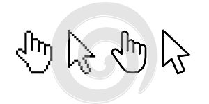 Computer mouse click cursor gray arrow icons set and loading icons. Cursor icon. Vector illustration.