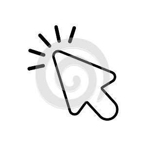 Computer mouse click cursor gray arrow icons set. Vector illustration