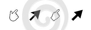 Computer mouse click. Cursor icon. Isolated vector elements. Hand and arrow collection