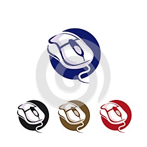 Computer mouse click icon vector circle background