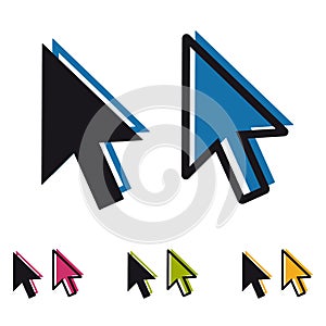 Computer Mouse Click Pointer Arrow - Colorful Vector Illustration - Isolated On White Background