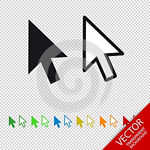 Computer Mouse Click Pointer Arrow - Vector Icon - Isolated On Transparent Background