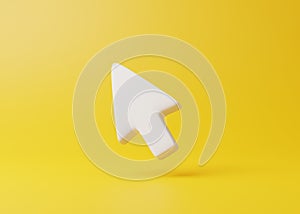 Computer mouse click pointer on a yellow background