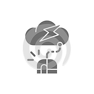 Computer mouse with cloud, server grey icon.