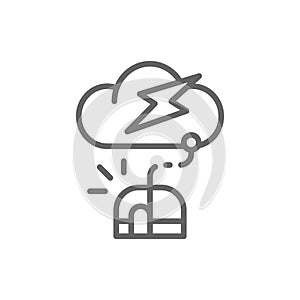 Computer mouse with cloud, server line icon.