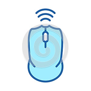 Computer Mouse Color Line Icon. PC Wireless Tool Linear Pictogram. Cursor Pointer Scroll, Click Outline Symbol. Wireless