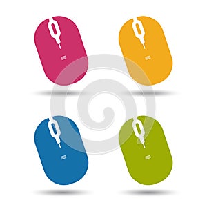 Computer Mouse - Colorful Vector Pictogram - Isolated On White