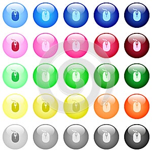 Computer mouse with cord icons in color glossy buttons
